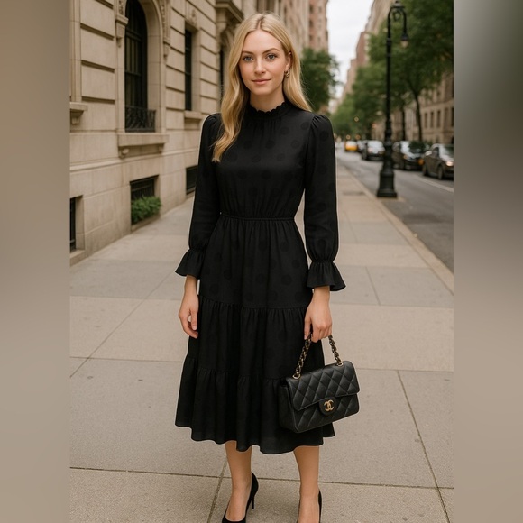 Ann Taylor Midi Dress Winter Quiet Luxury Parisian Minimalist Boho Pretty Scandi - Picture 1 of 10